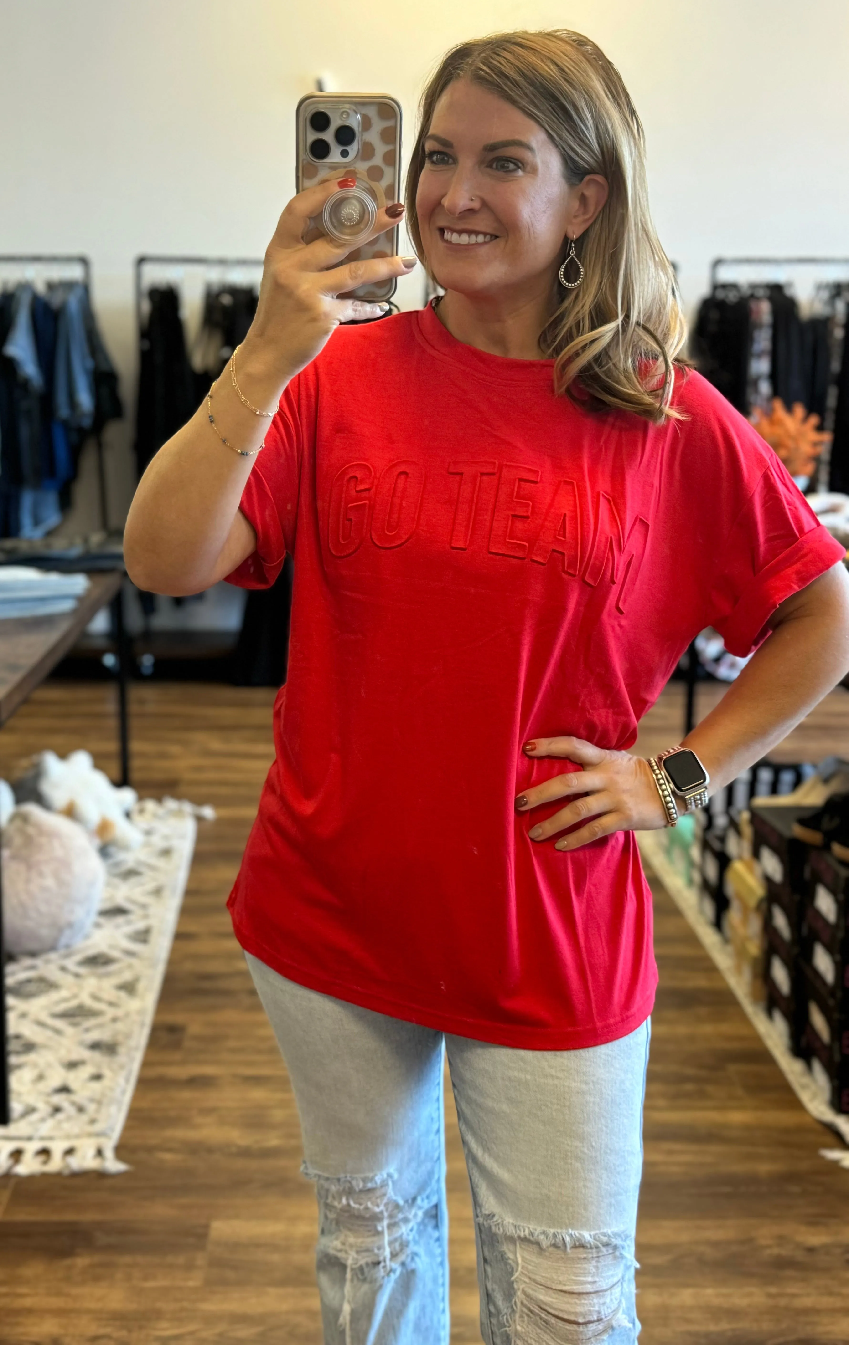 Embossed Oversized Go Team Tee