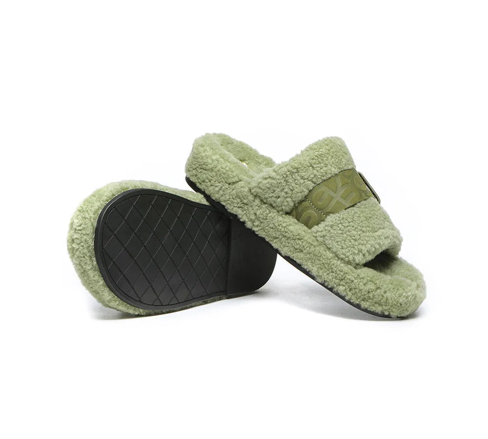 EVERAU® UGG Women Curly Sheepskin Wool Slippers Croft