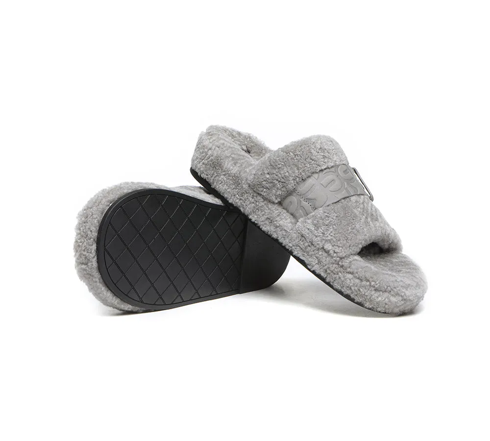 EVERAU® UGG Women Curly Sheepskin Wool Slippers Croft