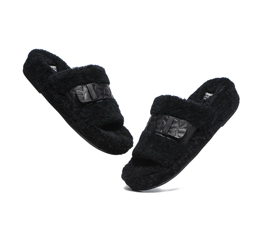 EVERAU® UGG Women Curly Sheepskin Wool Slippers Croft