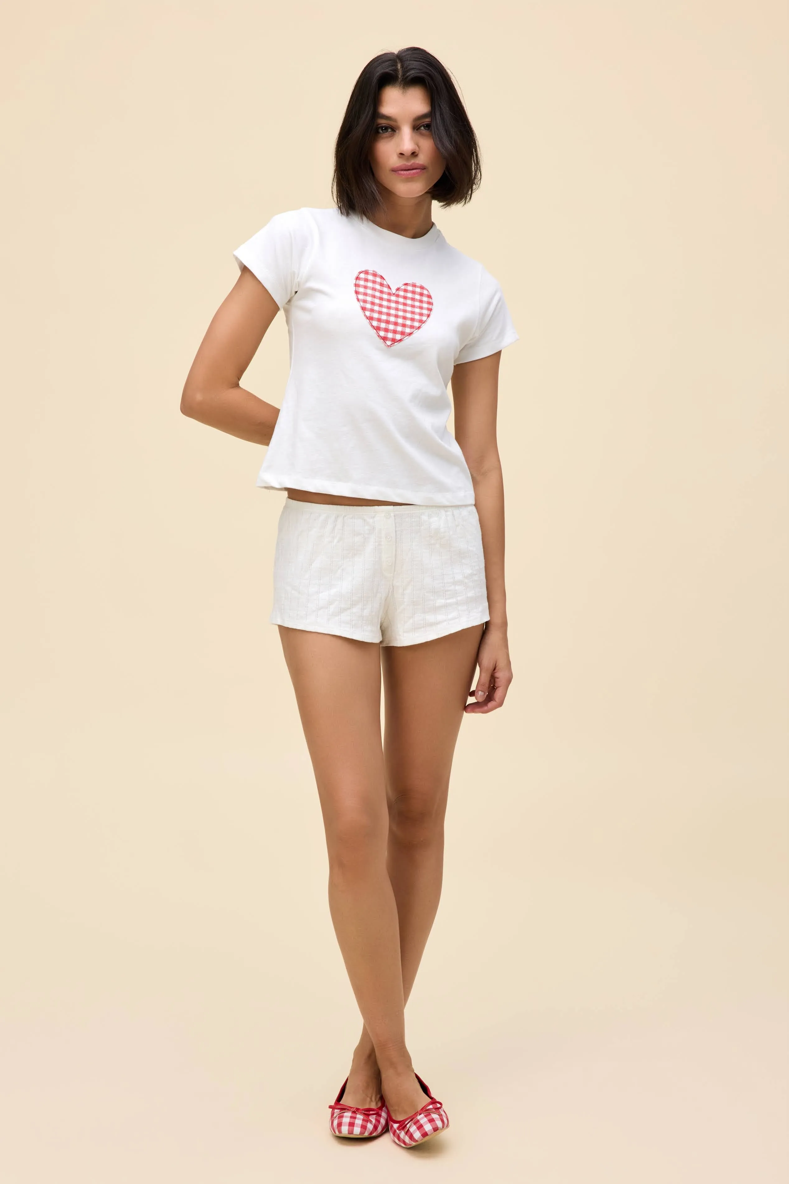 Gingham Heart Vintage Tee