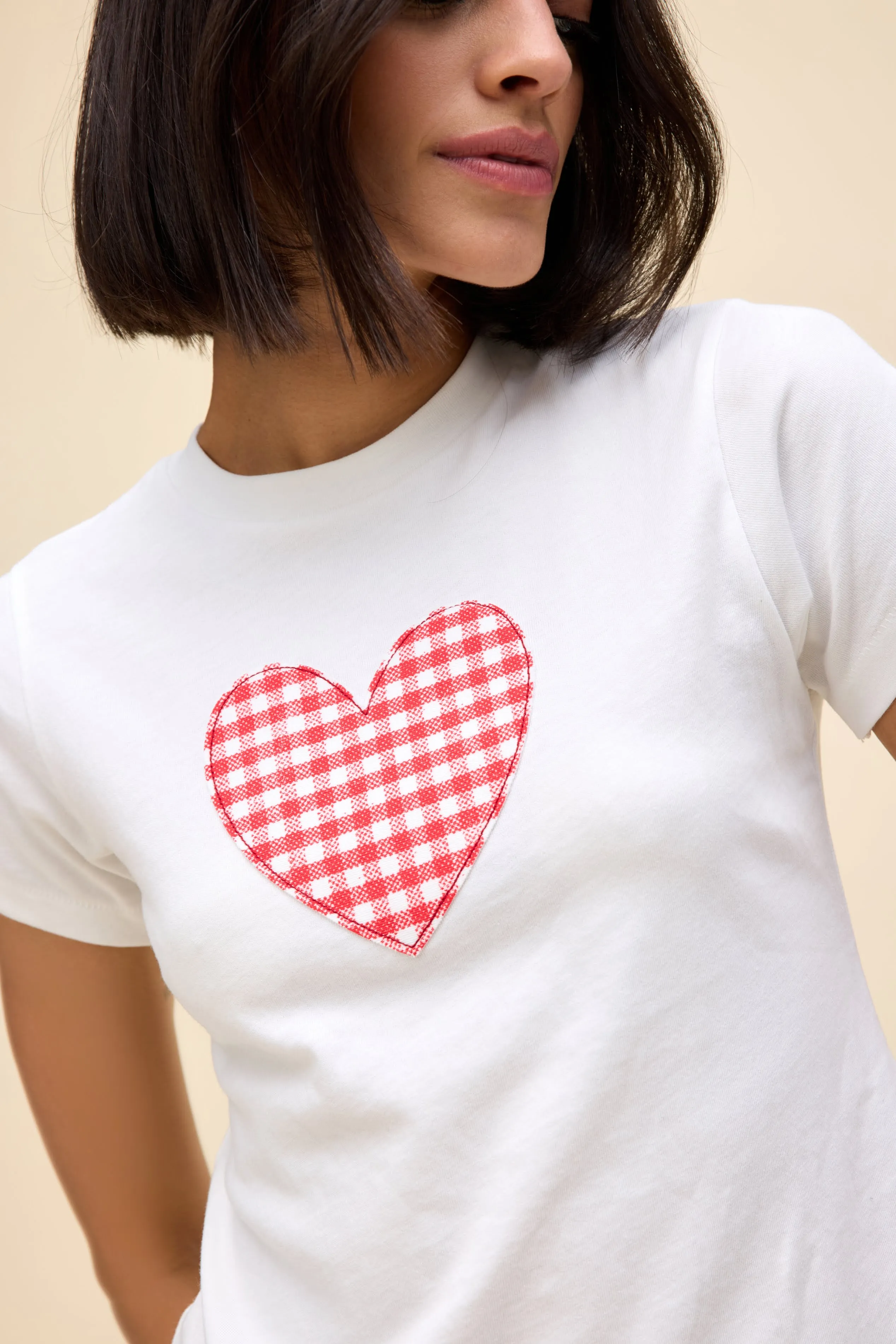 Gingham Heart Vintage Tee