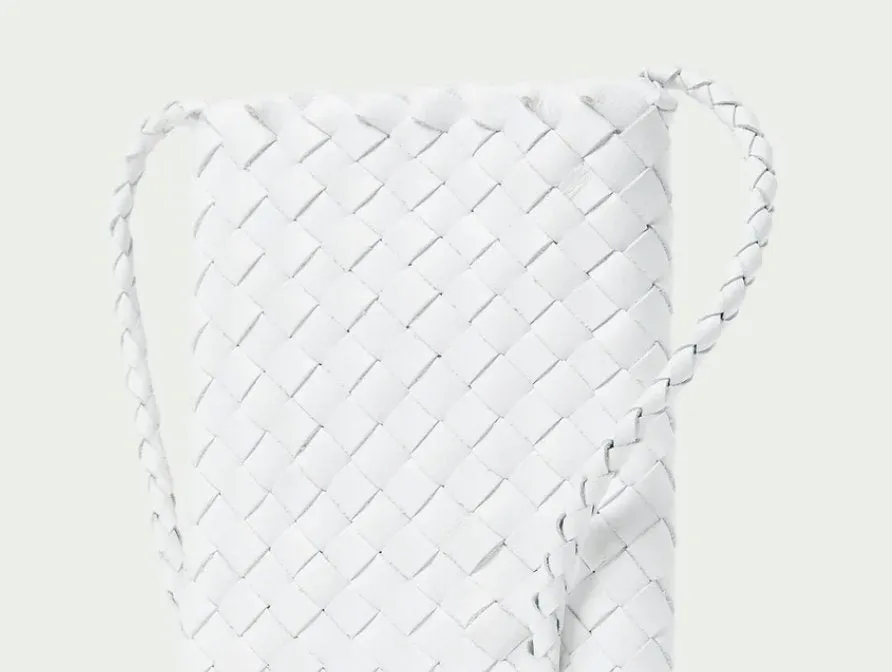 Grace Mini Woven Crossbody White