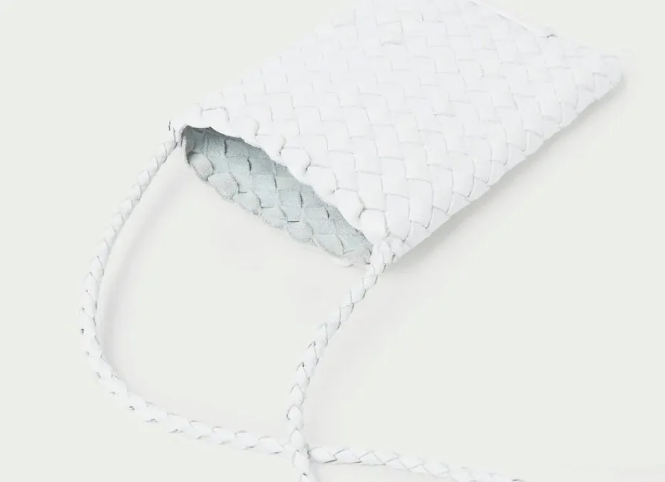 Grace Mini Woven Crossbody White