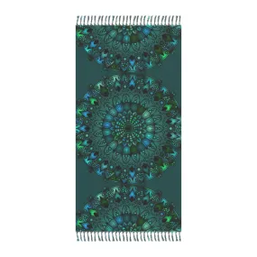 Handmade Mandala Art Beach Cloth - Petroleum Green