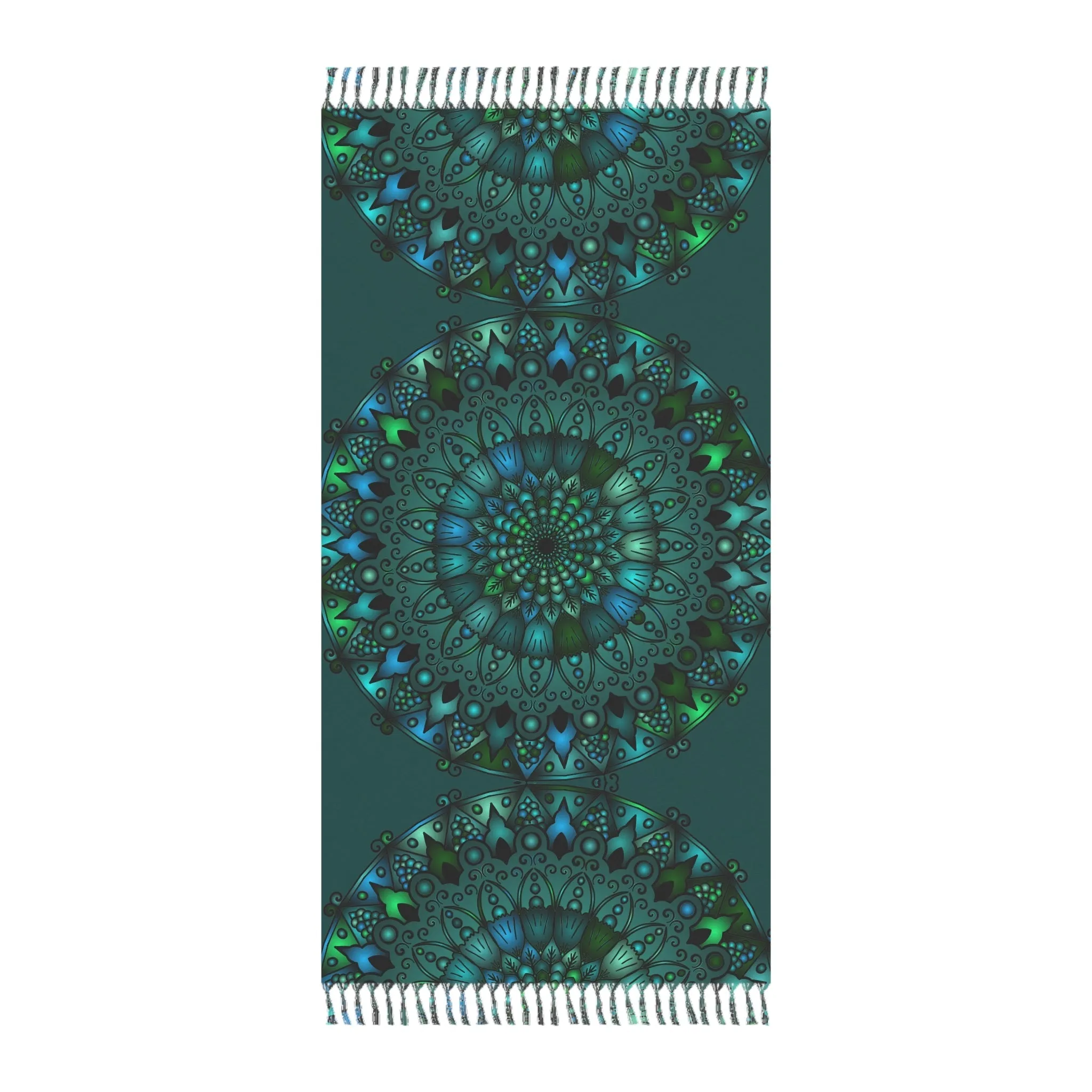 Handmade Mandala Art Beach Cloth - Petroleum Green