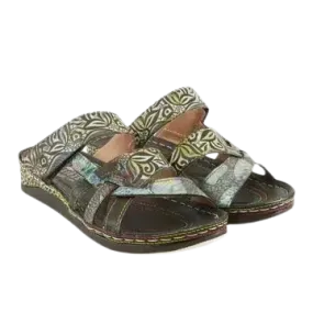 L'Artiste Caiman Slide Sandal - Black Multi