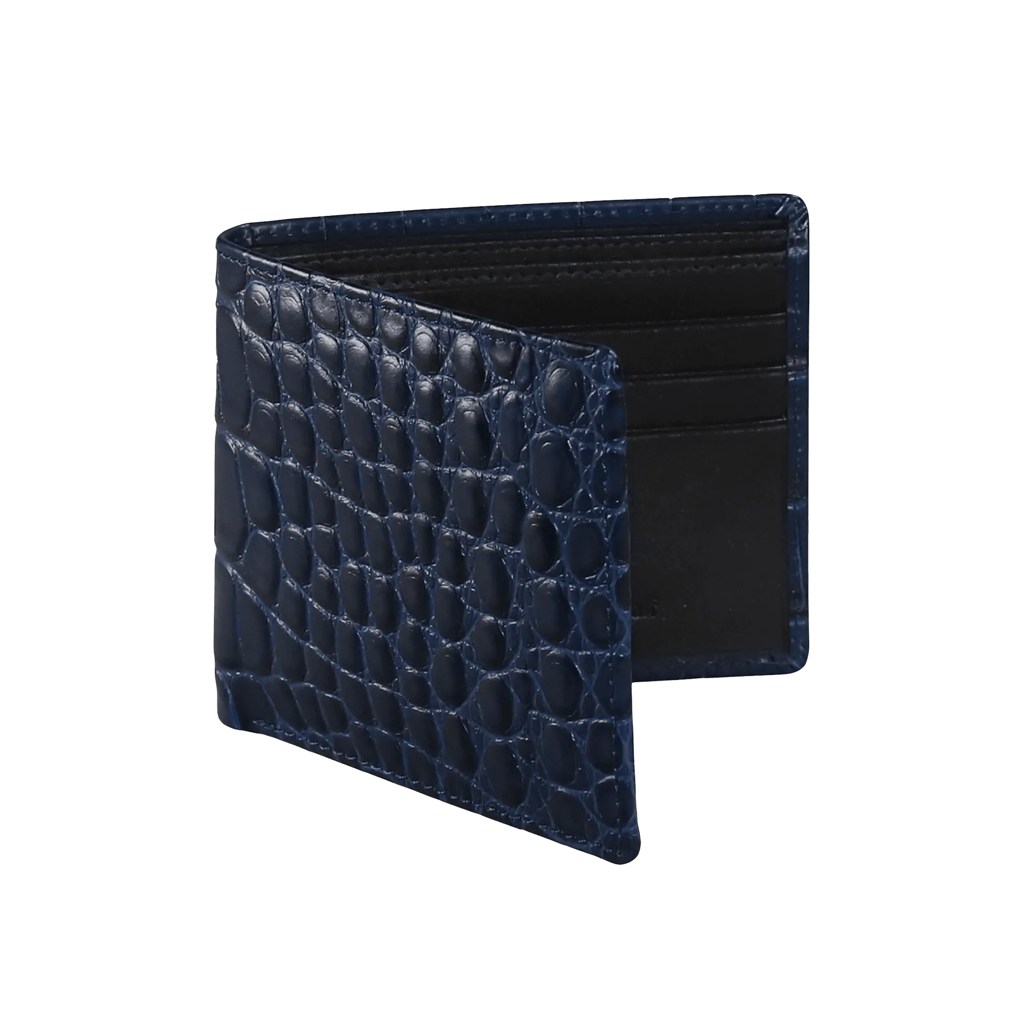 Navy Mock Croc Leather Wallet