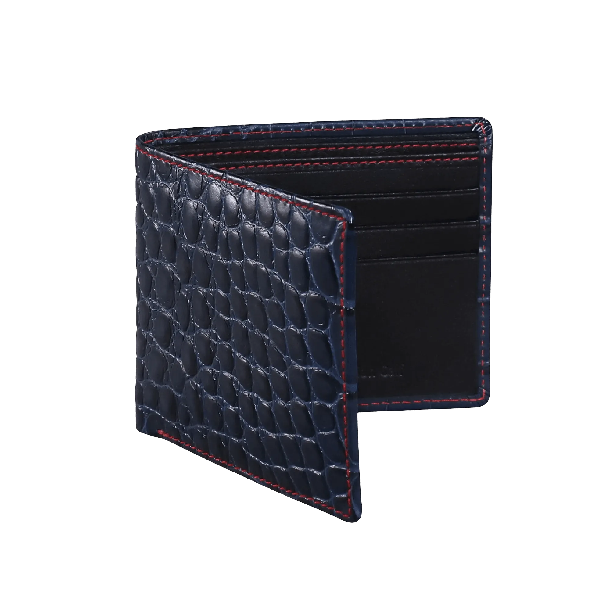 Navy Mock Croc Leather Wallet