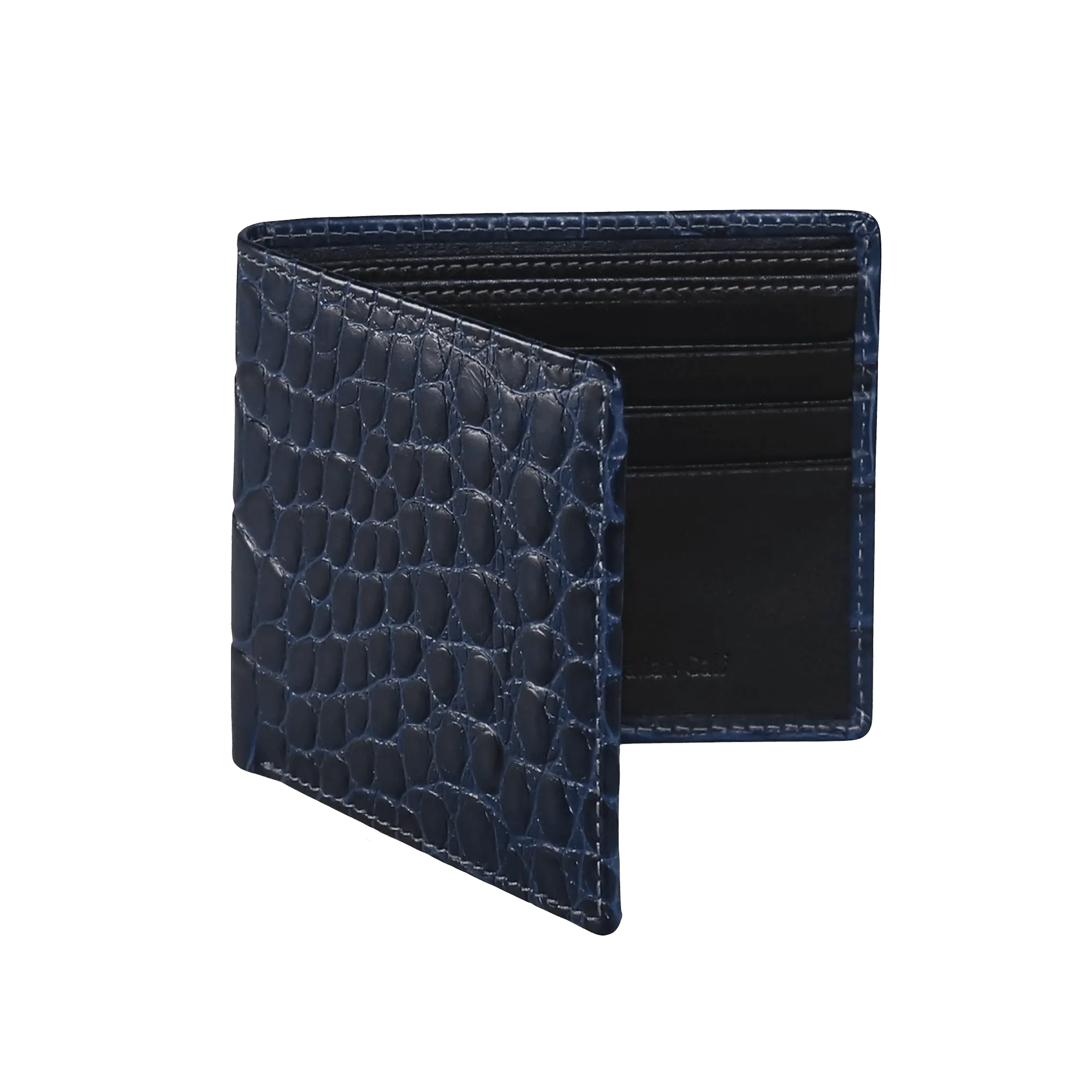 Navy Mock Croc Leather Wallet