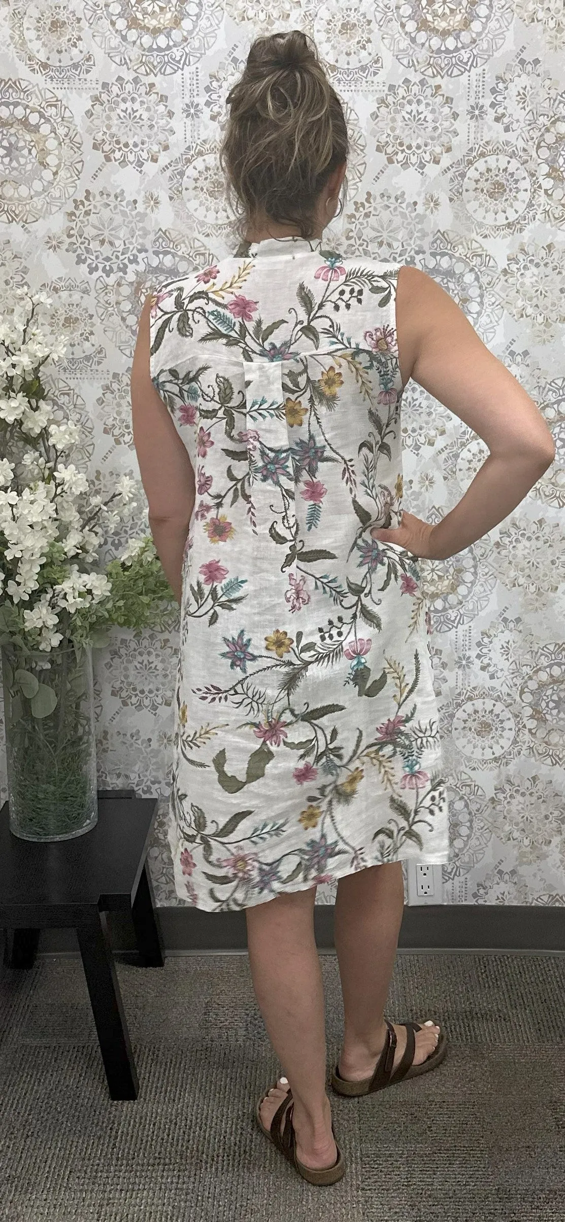 P. S-5085-WF Button Down Linen Dress