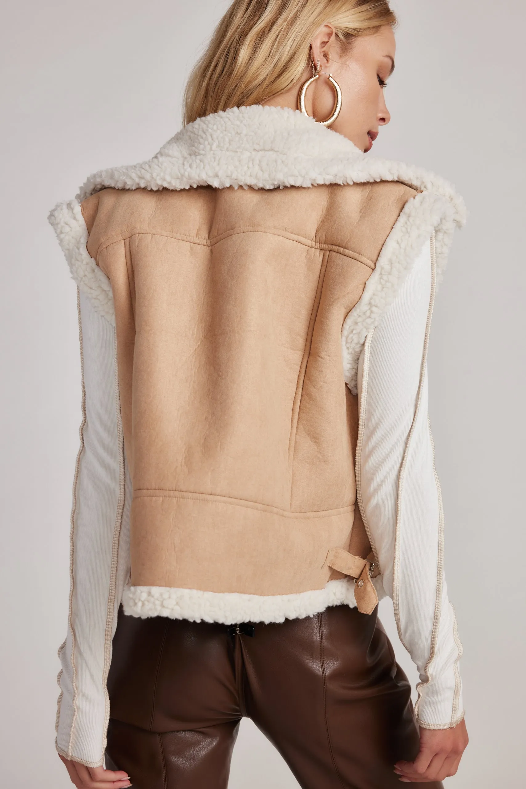 Penny Lane Sherpa Lined Beige Vest