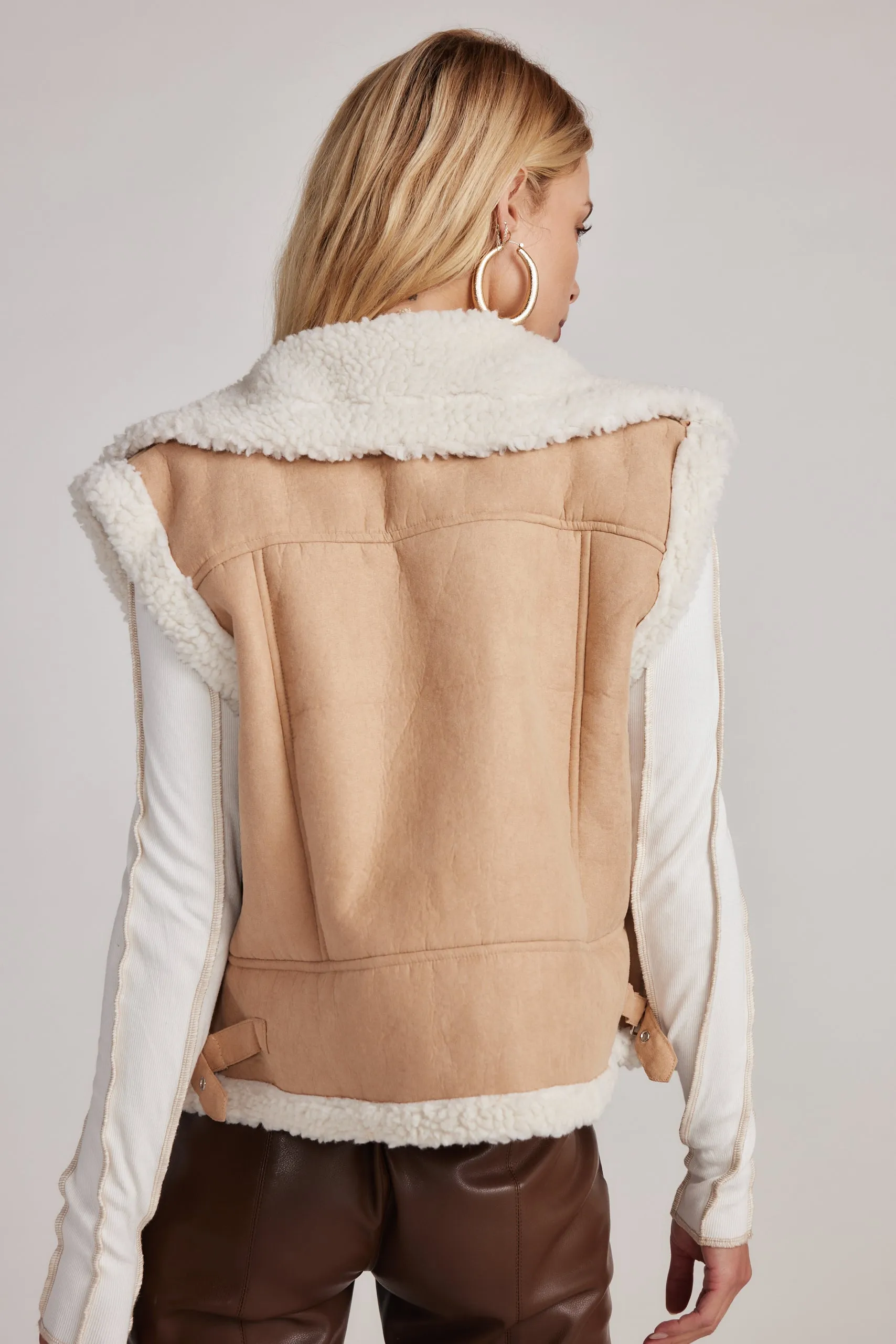 Penny Lane Sherpa Lined Beige Vest