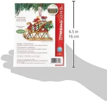 SLEIGH ORMANENT, Counted Cross Stitch Kit, 14 count plastic canvas, size 4,25" x 3,25", DIMENSIONS (70-08914)