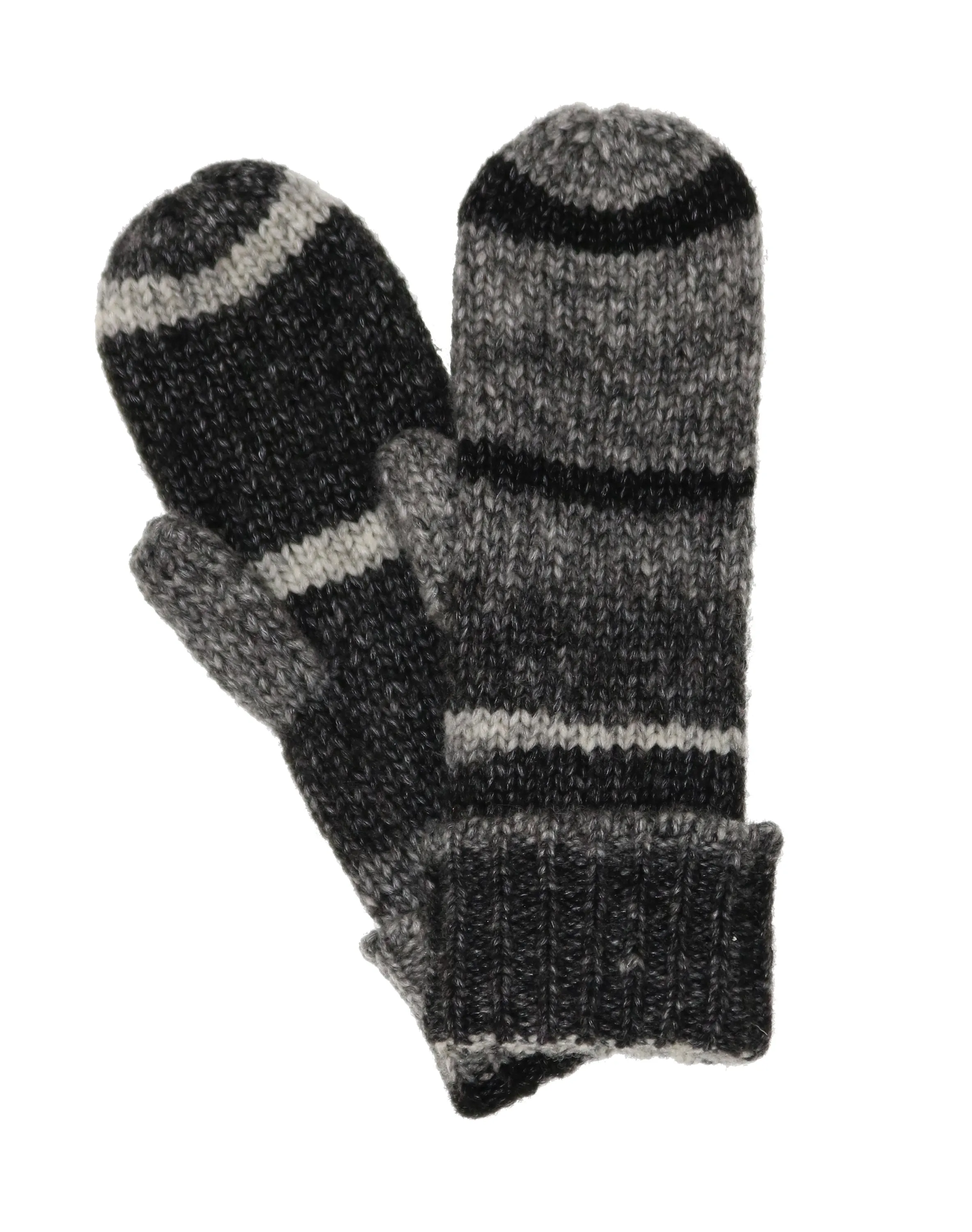 Striped Acrylic Wool Blend Knit Cuff Mitt