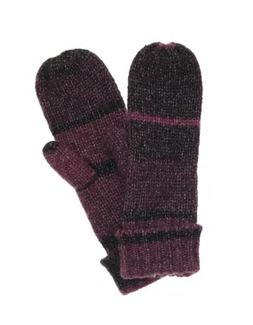 Striped Acrylic Wool Blend Knit Cuff Mitt