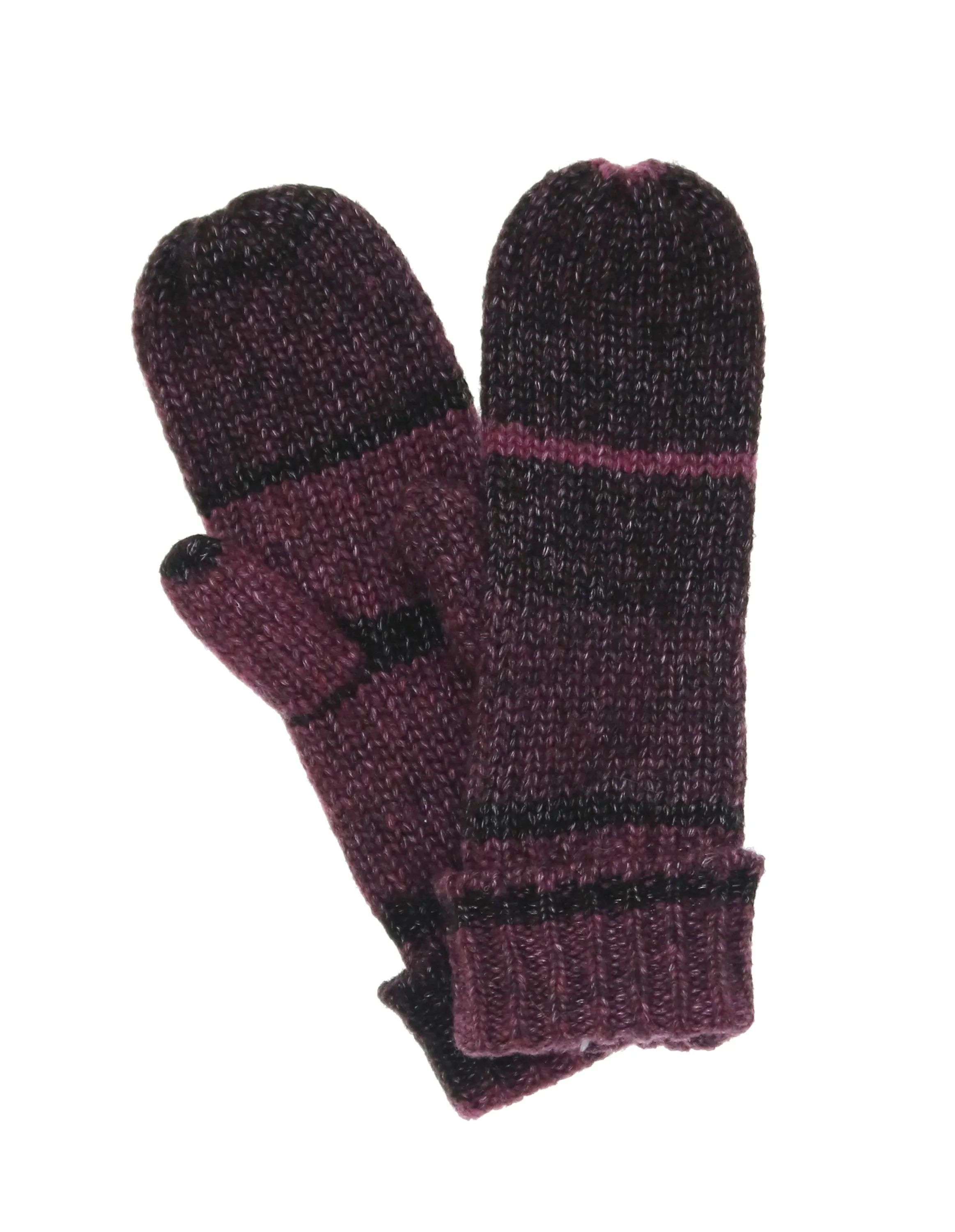 Striped Acrylic Wool Blend Knit Cuff Mitt