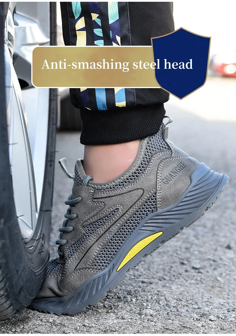 Summer Breathable Work Safety Shoes Men's Women Indestructible Puncture-Proof Boots Protective Work Sneakers