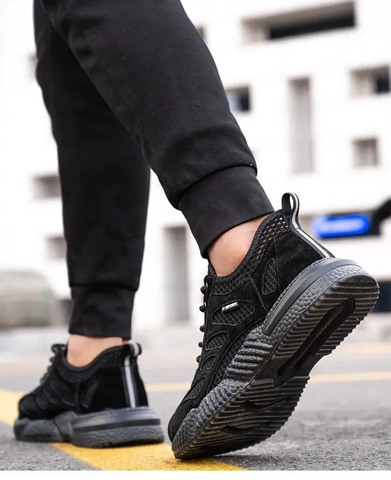 Summer Work Shoes with Protection Breathable Lightweight Safety ShoesSteel Toe Cap Working  Men's Construction Work Mesh Sneakers