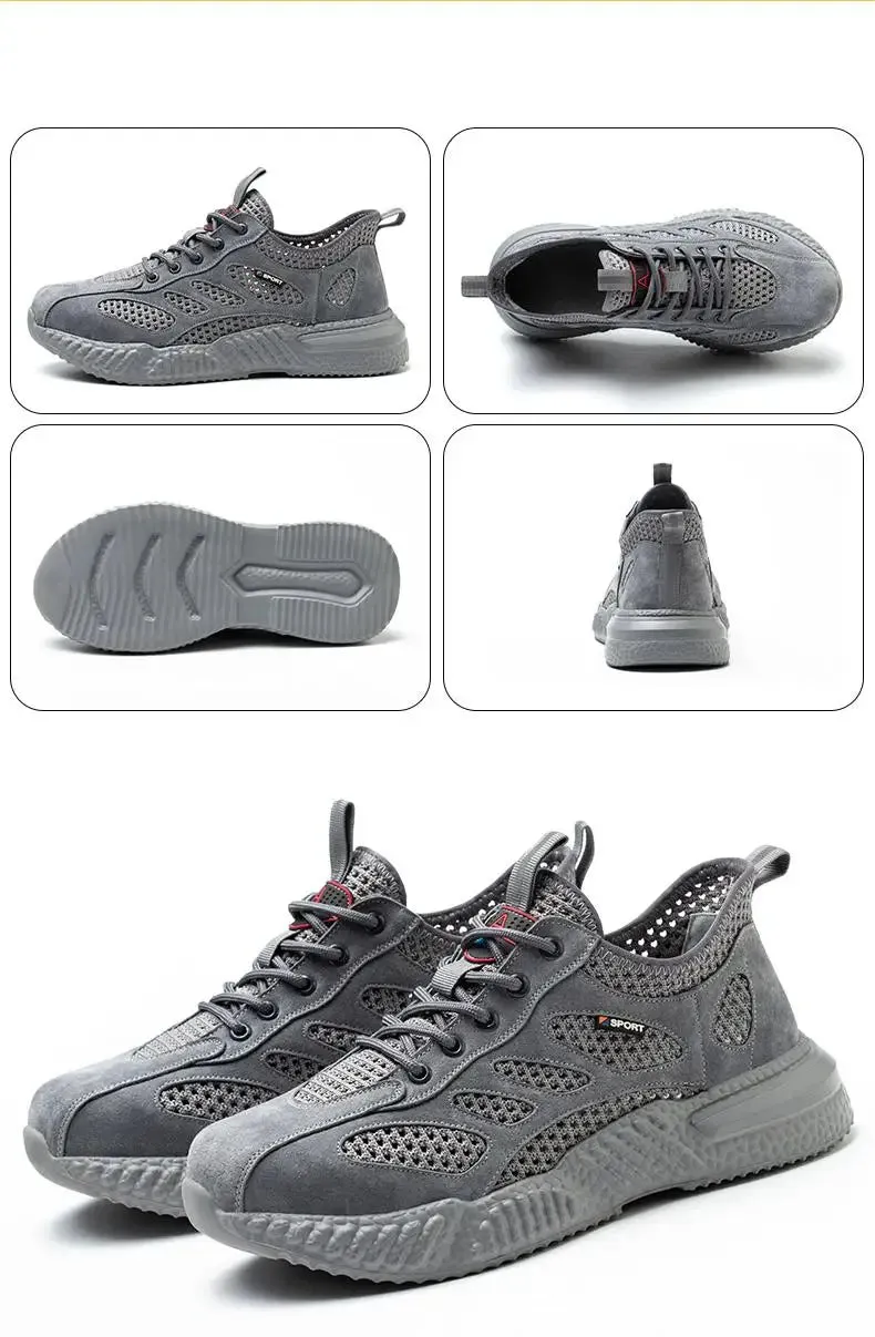 Summer Work Shoes with Protection Breathable Lightweight Safety ShoesSteel Toe Cap Working  Men's Construction Work Mesh Sneakers