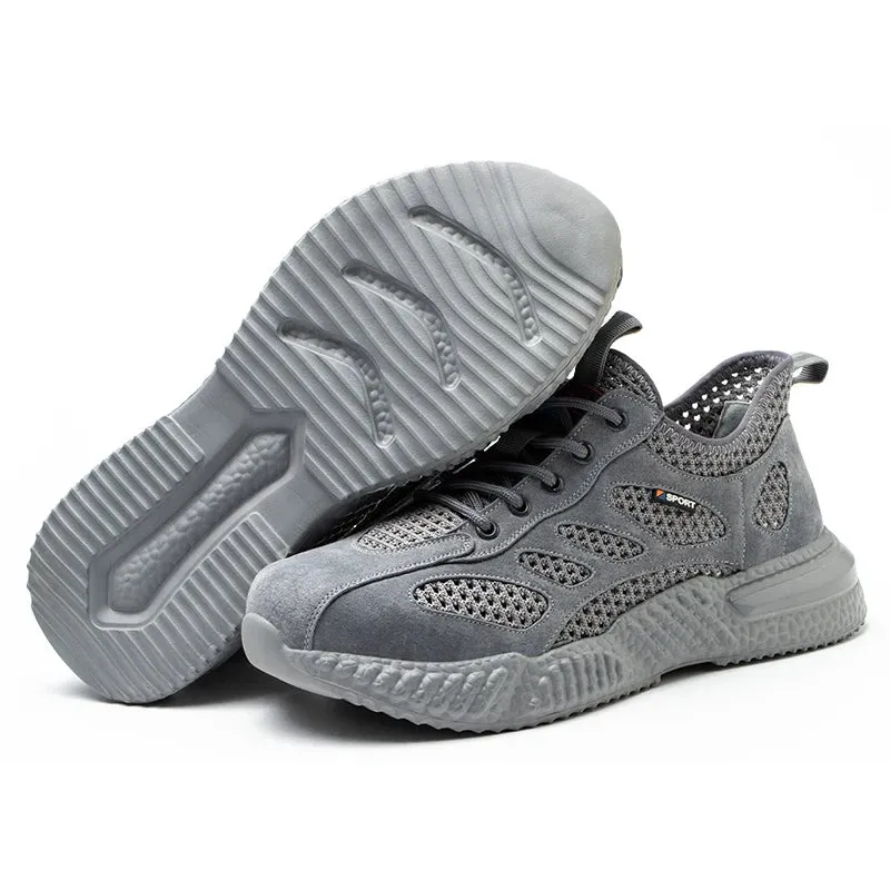 Summer Work Shoes with Protection Breathable Lightweight Safety ShoesSteel Toe Cap Working  Men's Construction Work Mesh Sneakers