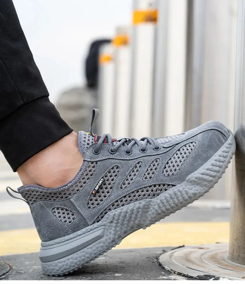 Summer Work Shoes with Protection Breathable Lightweight Safety ShoesSteel Toe Cap Working  Men's Construction Work Mesh Sneakers