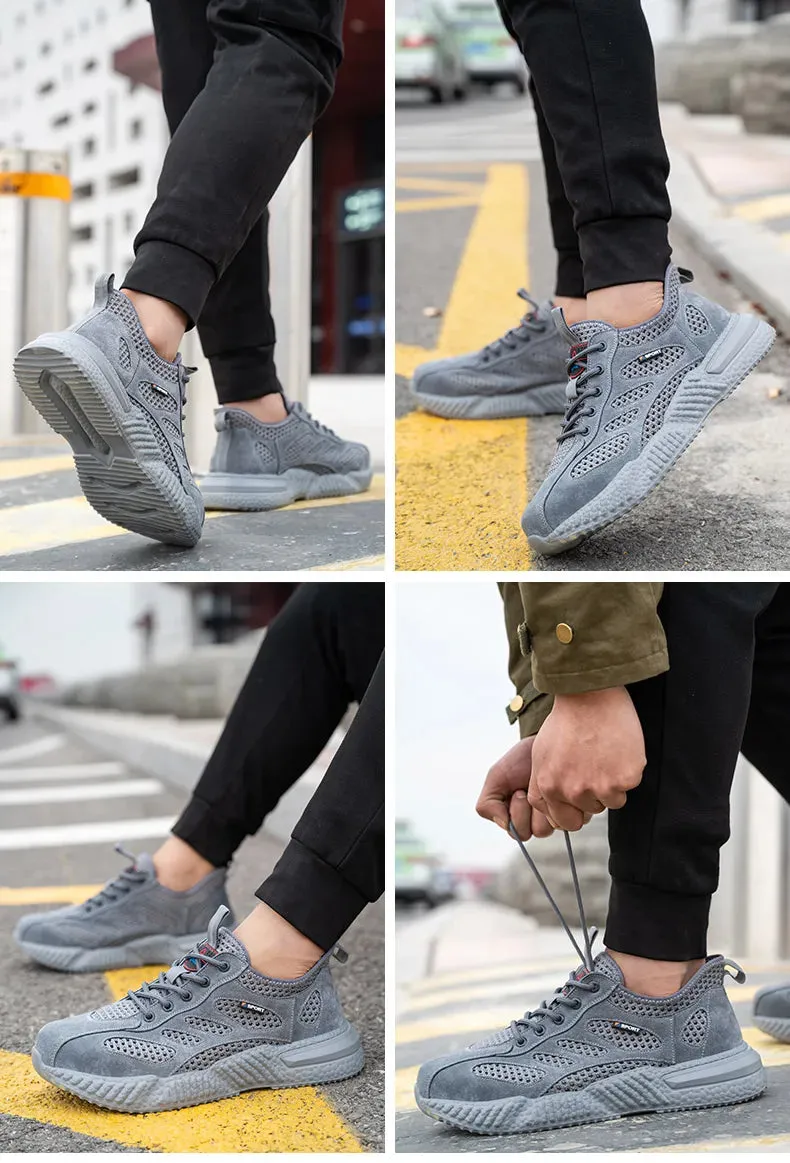 Summer Work Shoes with Protection Breathable Lightweight Safety ShoesSteel Toe Cap Working  Men's Construction Work Mesh Sneakers