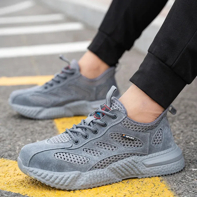 Summer Work Shoes with Protection Breathable Lightweight Safety ShoesSteel Toe Cap Working  Men's Construction Work Mesh Sneakers