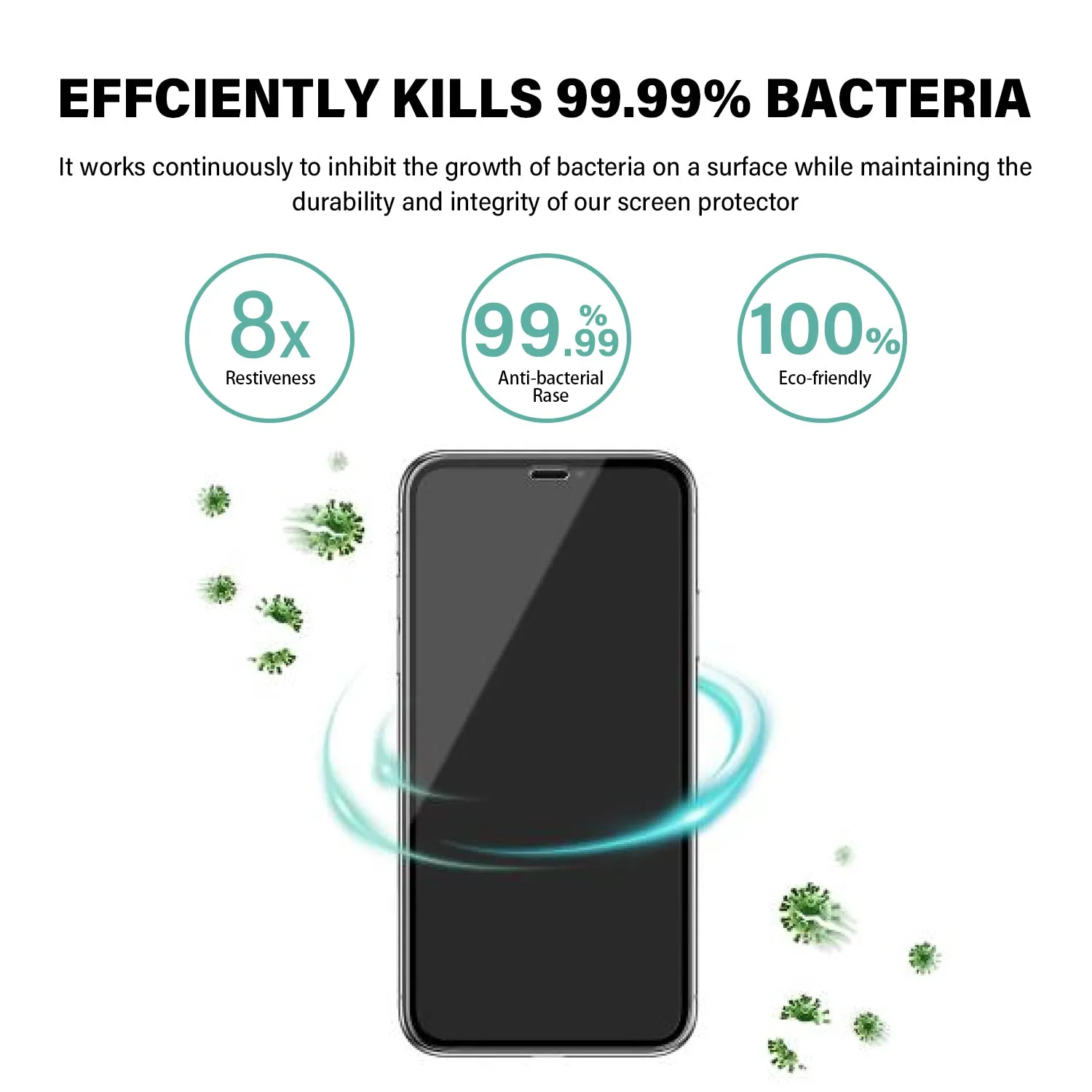 Tough on iPhone 11 Pro Tempered Glass Screen Protector Antibacterial