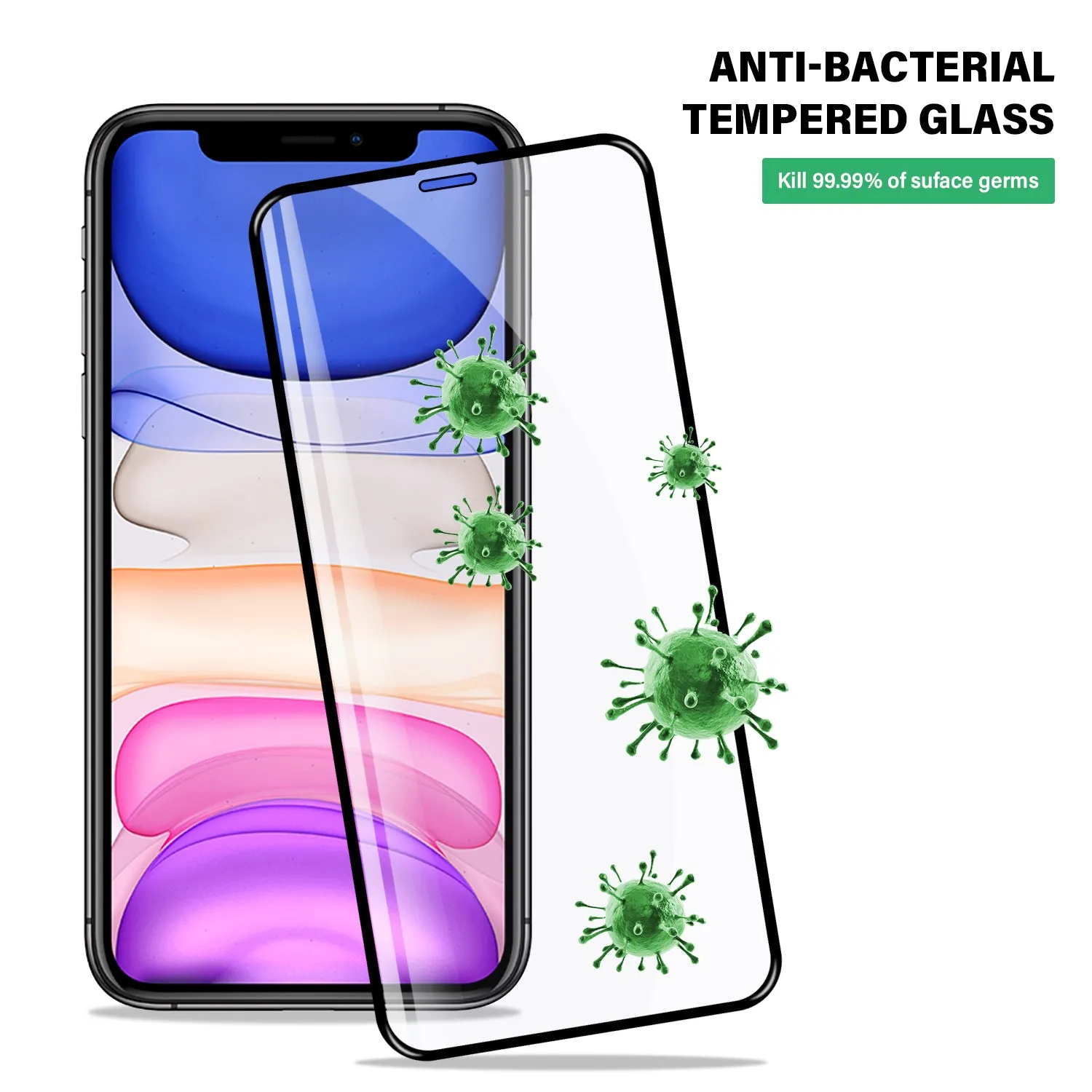 Tough on iPhone 11 Pro Tempered Glass Screen Protector Antibacterial