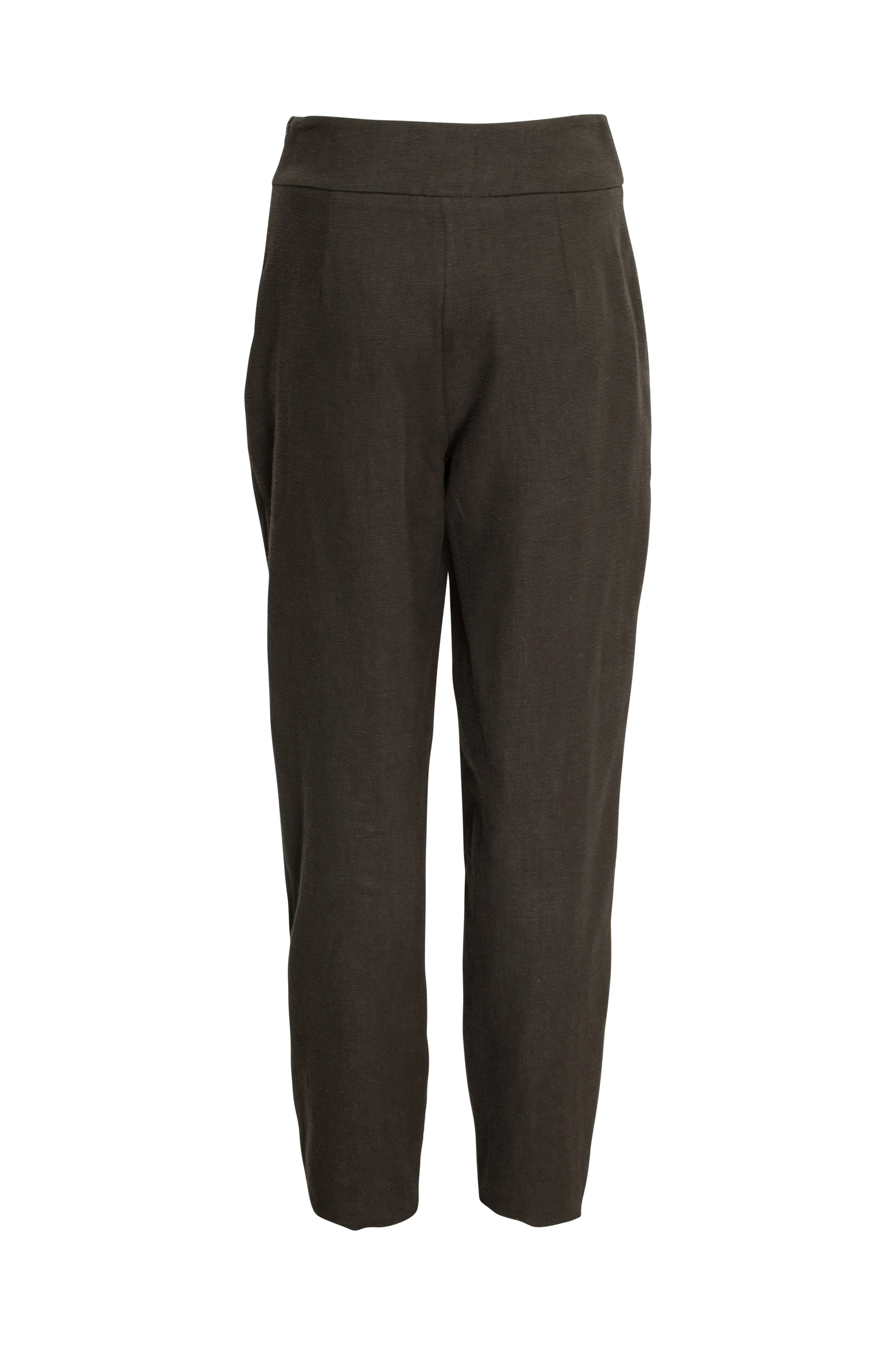 Yoke Pleat Pant - Black Slub Linen 6057